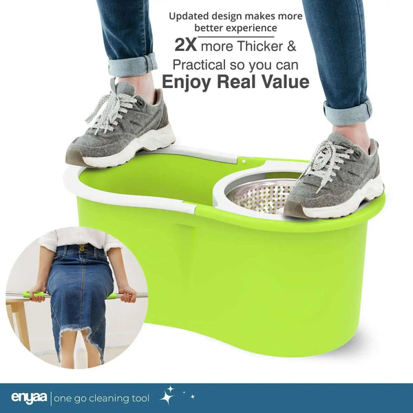 Enyaa Spin Mop with Bucket Set Green Best Floor Mop ENYAA
