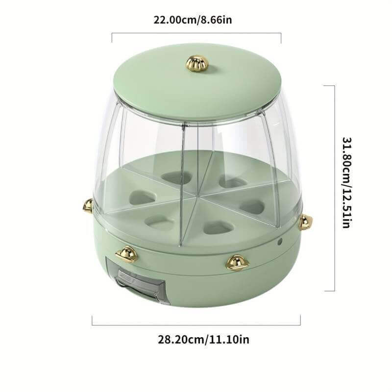 Rotating Rice Dispenser, Rice and Grain Storage Container, 6 Grid Airtight One Click Output Dry Food Sealed Grains Cans - enyaa