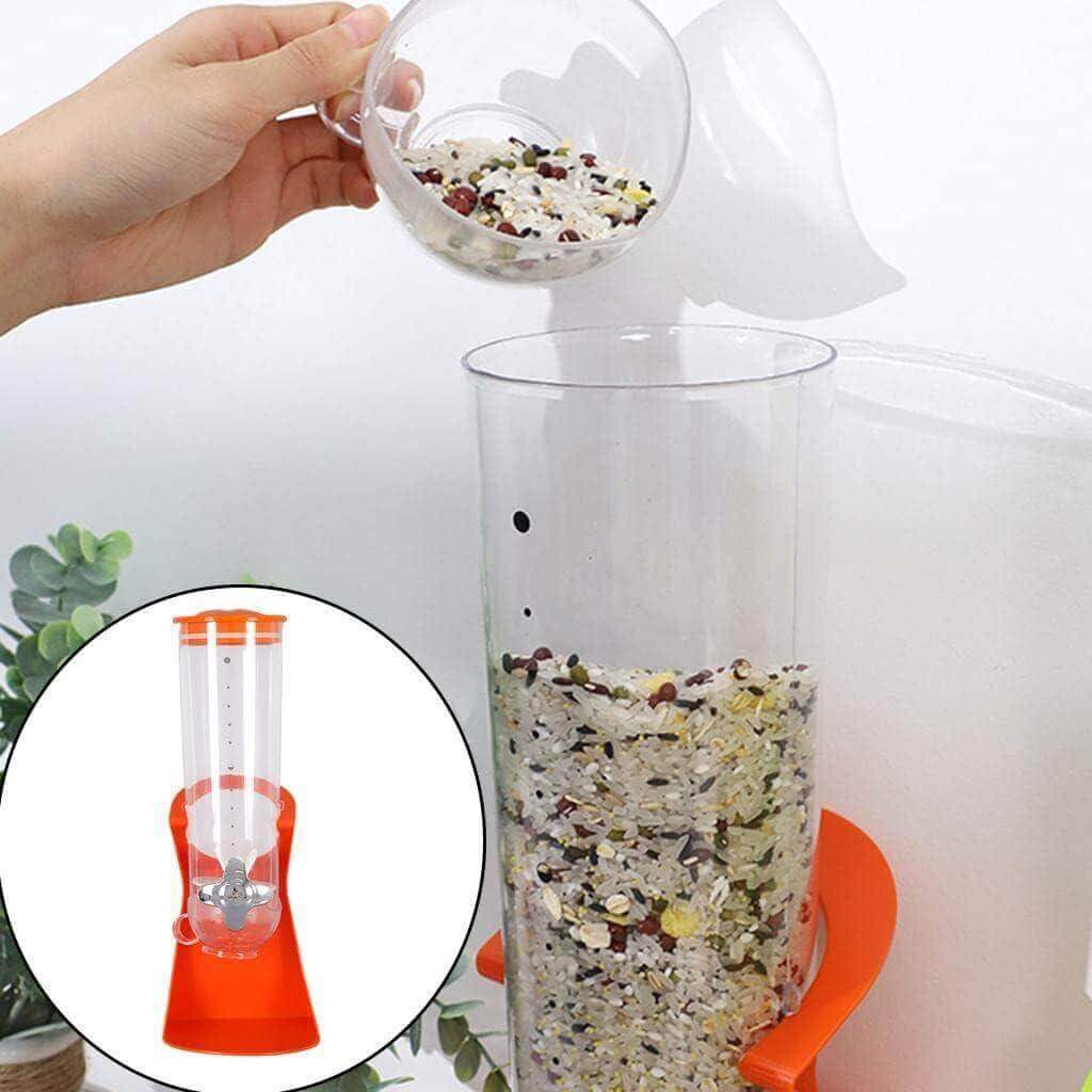 Single Orange Plastic White Transparent Dry Food Cereal Dispenser for Pet Food - ENYAA