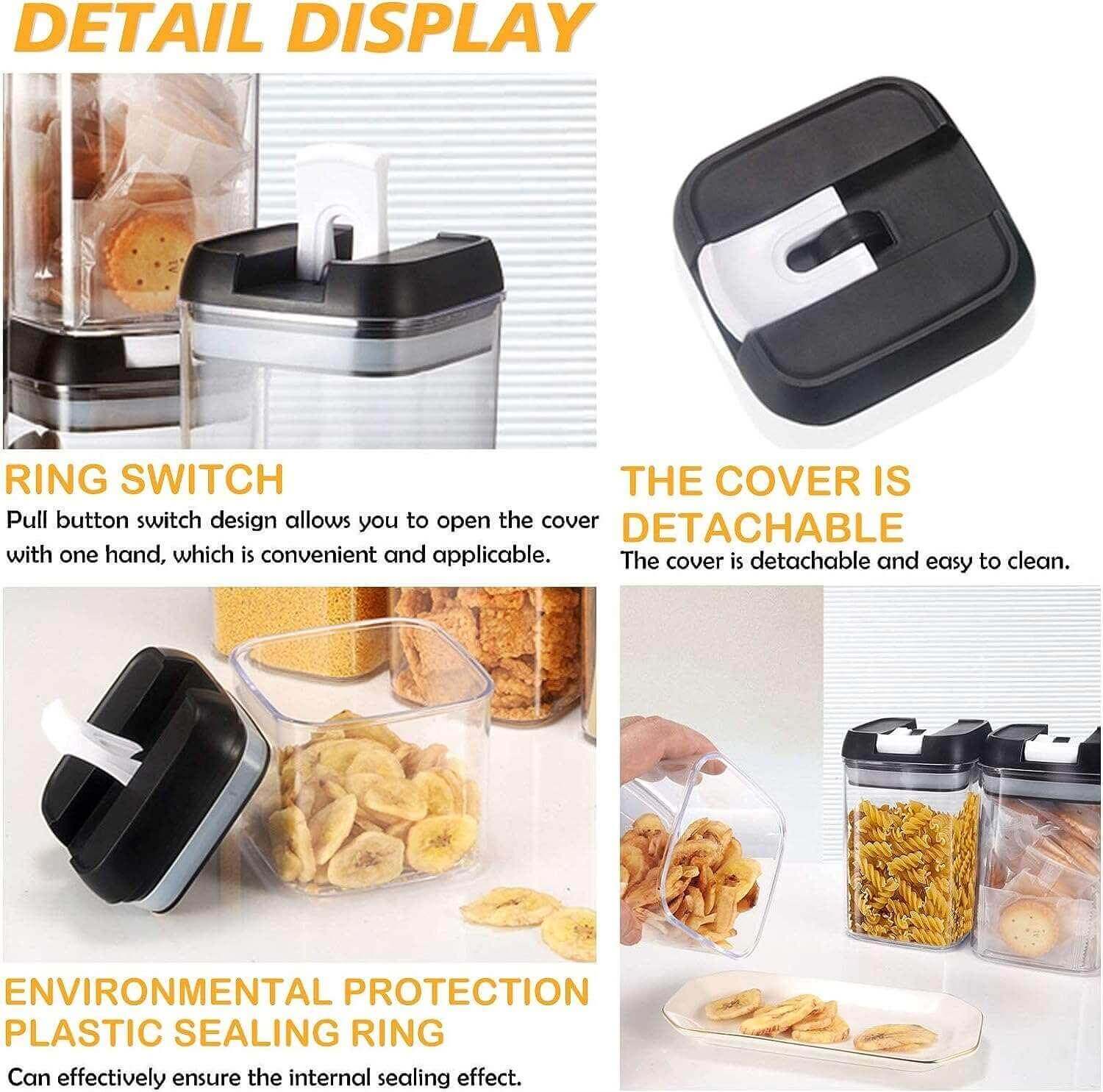 Set of 7 Airtight Food Storage Containers & Kitchen Storage Containers, BPA-Free Plastic Containers for Dry Food - enyaa