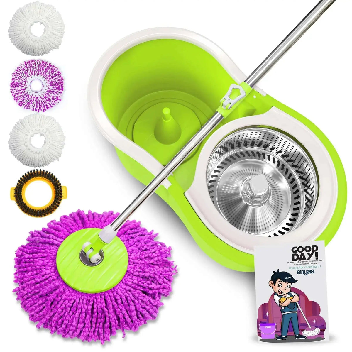 ENYAA Magic Spin Mop and Bucket Set - Green | Home Cleaning Product - ENYAA