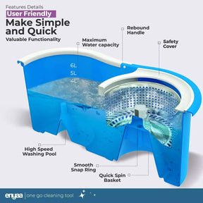 ENYAA Magic Spin Mop and Bucket Set - Blue | Home Cleaning Product - ENYAA