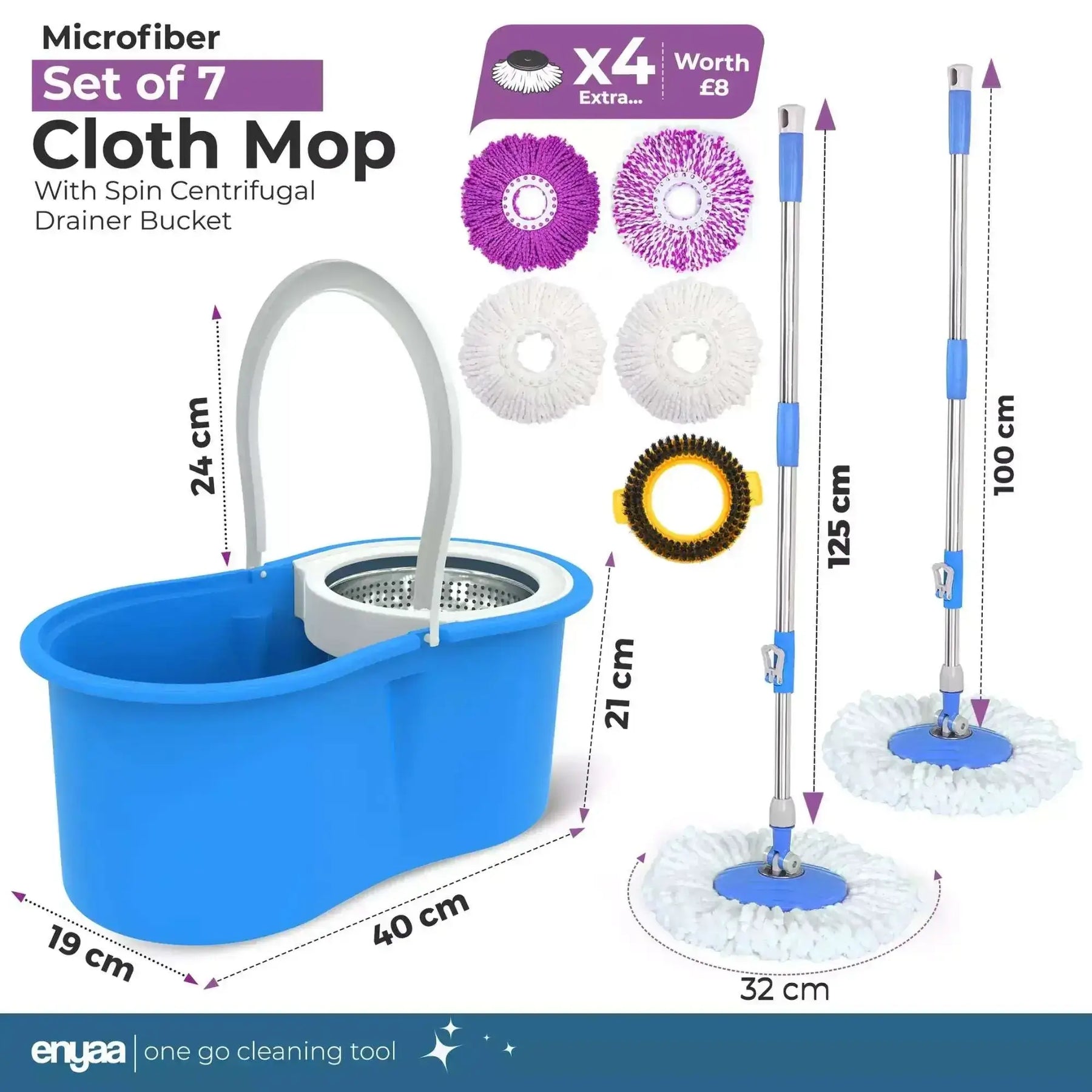 ENYAA Magic Spin Mop and Bucket Set - Blue | Home Cleaning Product - ENYAA