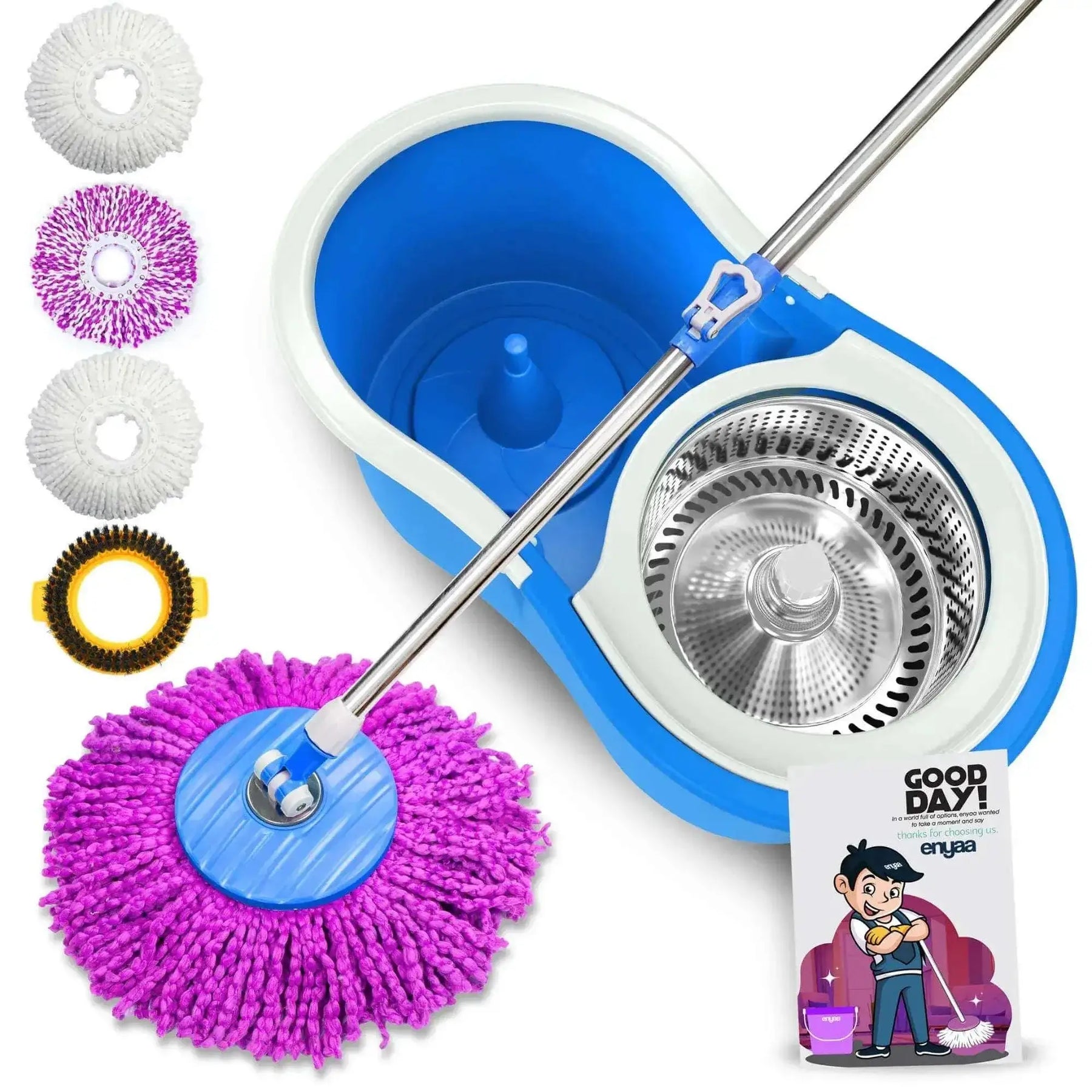 ENYAA Magic Spin Mop and Bucket Set - Blue | Home Cleaning Product - ENYAA