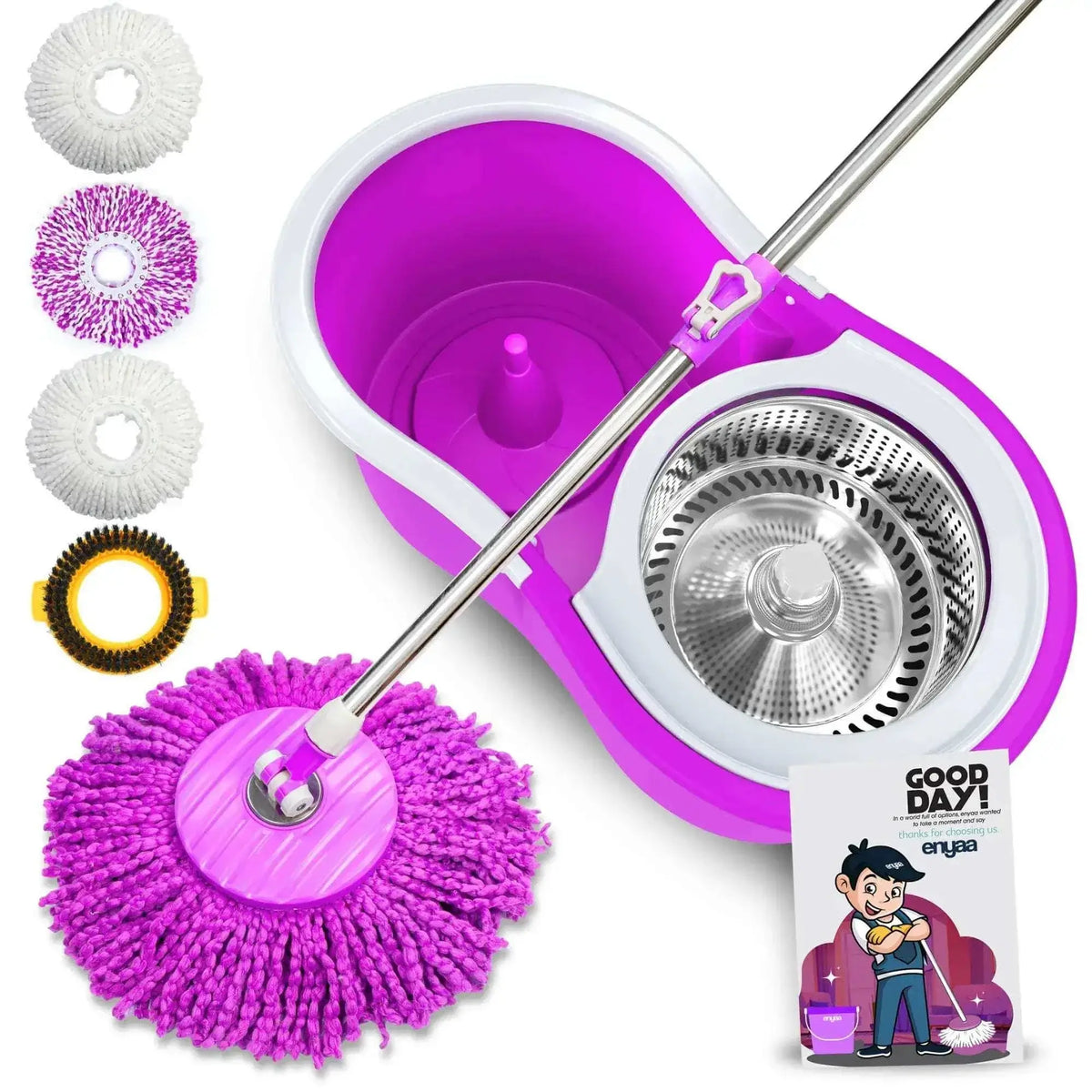 ENYAA Magic Spin Mop and Bucket Set - Purple | Home Cleaning Product - ENYAA